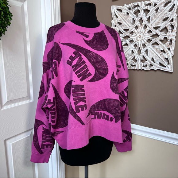 ⭐️ NIKE SWOOSH ICON CLASH SWEATSHIRT PLUS SIZES 2X,  PINK, - Picture 4 of 12